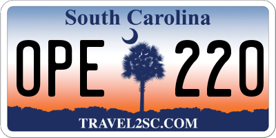 SC license plate OPE220