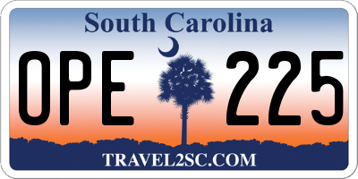 SC license plate OPE225