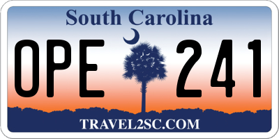 SC license plate OPE241