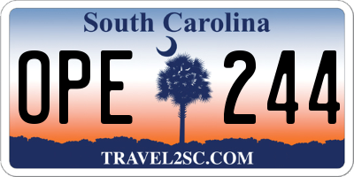 SC license plate OPE244