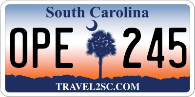 SC license plate OPE245