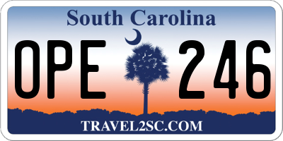 SC license plate OPE246