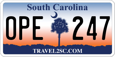 SC license plate OPE247