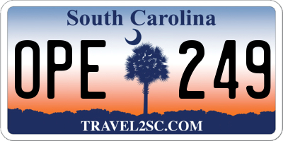 SC license plate OPE249