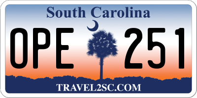 SC license plate OPE251