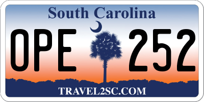 SC license plate OPE252
