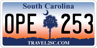 SC license plate OPE253