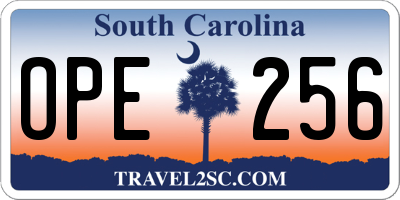 SC license plate OPE256