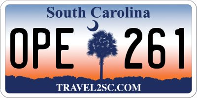 SC license plate OPE261