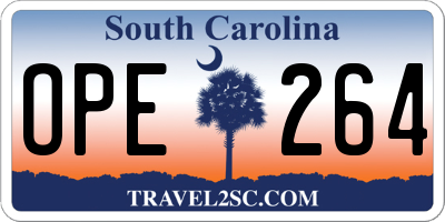 SC license plate OPE264