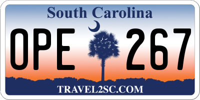 SC license plate OPE267