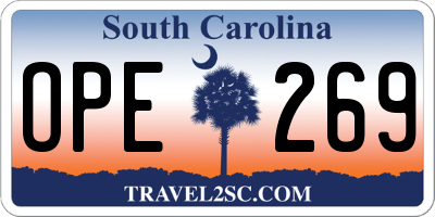 SC license plate OPE269