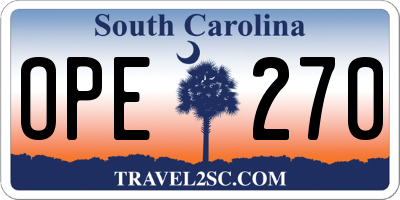 SC license plate OPE270
