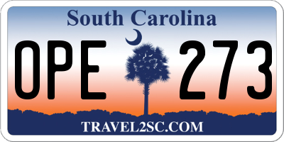 SC license plate OPE273
