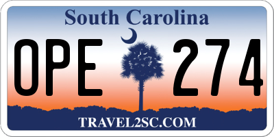 SC license plate OPE274