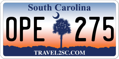 SC license plate OPE275