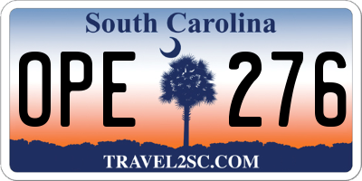 SC license plate OPE276