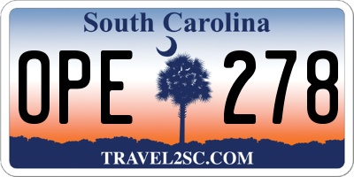 SC license plate OPE278