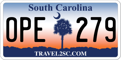 SC license plate OPE279