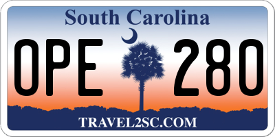 SC license plate OPE280