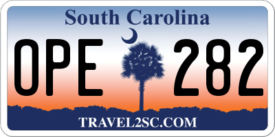 SC license plate OPE282