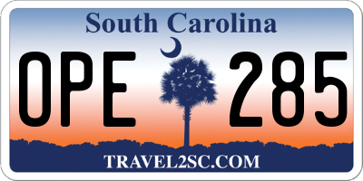 SC license plate OPE285