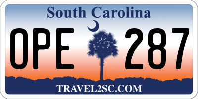 SC license plate OPE287