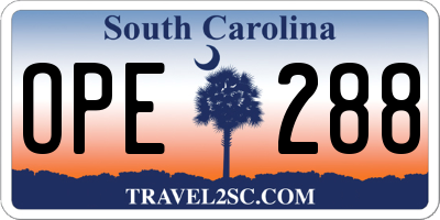 SC license plate OPE288