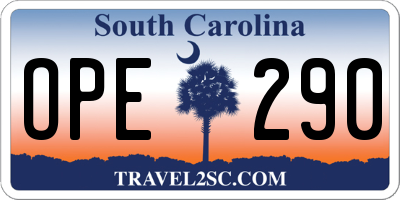 SC license plate OPE290