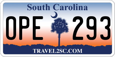 SC license plate OPE293