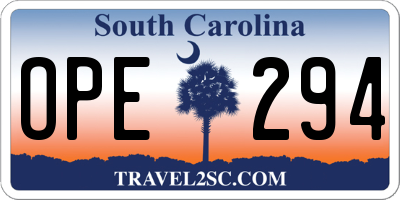 SC license plate OPE294