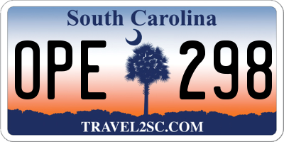 SC license plate OPE298