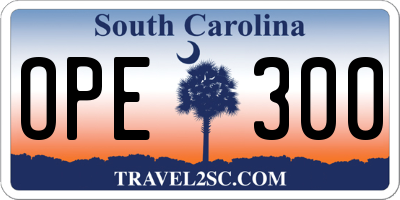 SC license plate OPE300