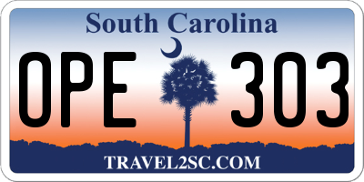 SC license plate OPE303