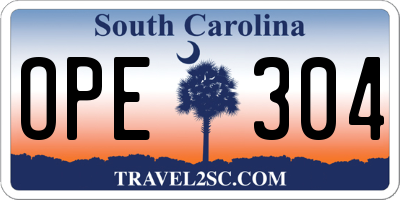 SC license plate OPE304