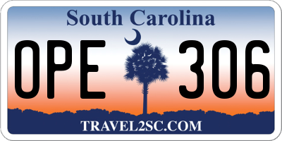 SC license plate OPE306