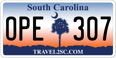 SC license plate OPE307