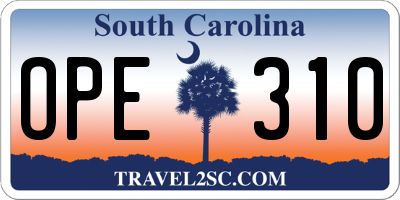 SC license plate OPE310