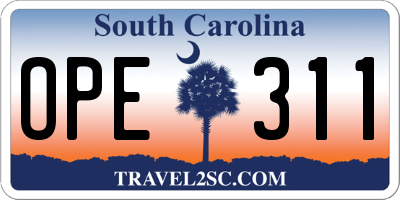 SC license plate OPE311