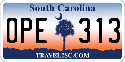 SC license plate OPE313