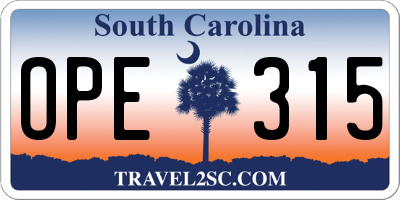 SC license plate OPE315