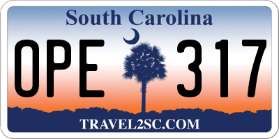 SC license plate OPE317