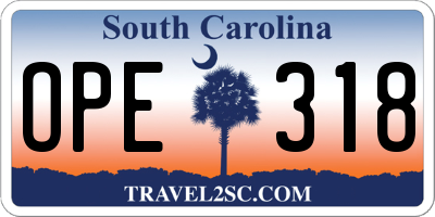 SC license plate OPE318