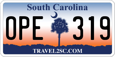 SC license plate OPE319