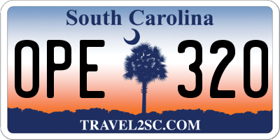 SC license plate OPE320