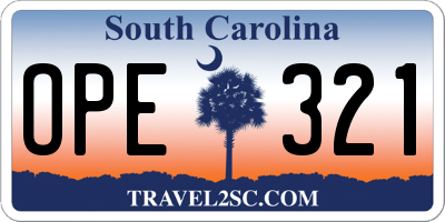 SC license plate OPE321