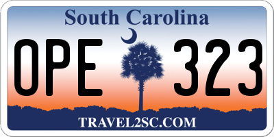 SC license plate OPE323