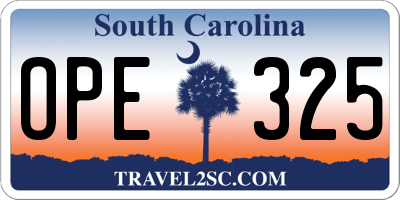 SC license plate OPE325