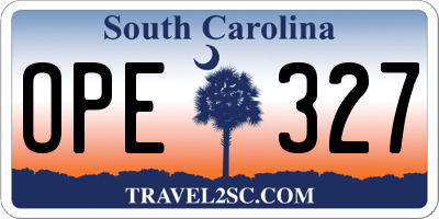 SC license plate OPE327