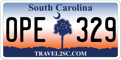 SC license plate OPE329